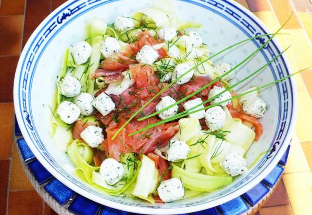 Tagliatelles de courgettes au saumon faciles