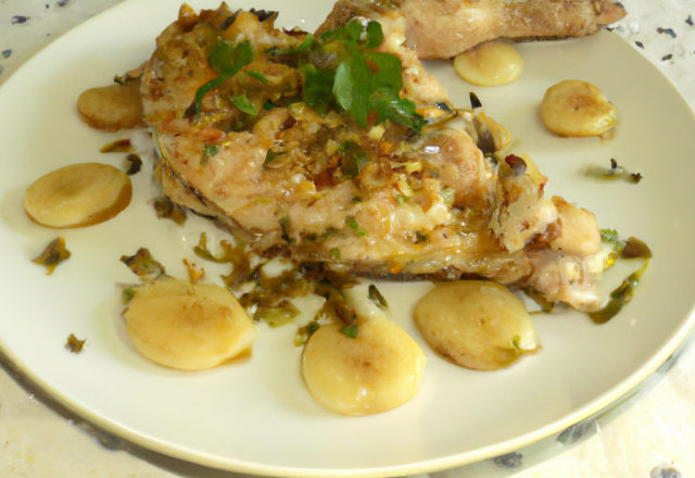 Chapon de pintade à l'ail et au pastis