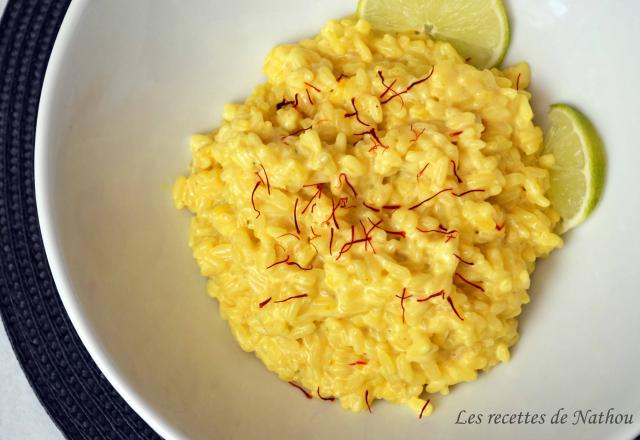 Risotto au mascarpone, citron vert et safran