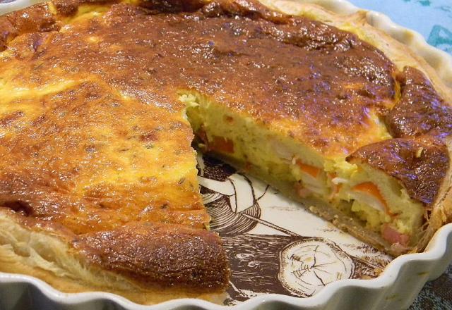 Quiche au surimi et carottes au cumin