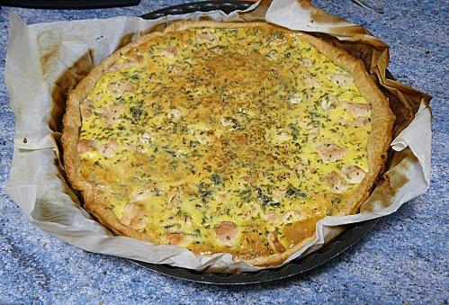 Tarte poulet estragon et fanes de radis