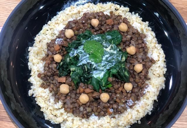 Lentilles aux épinards et lait de coco