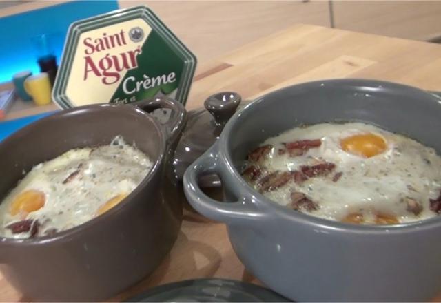 Œufs cocotte à la crème de Saint-Agur