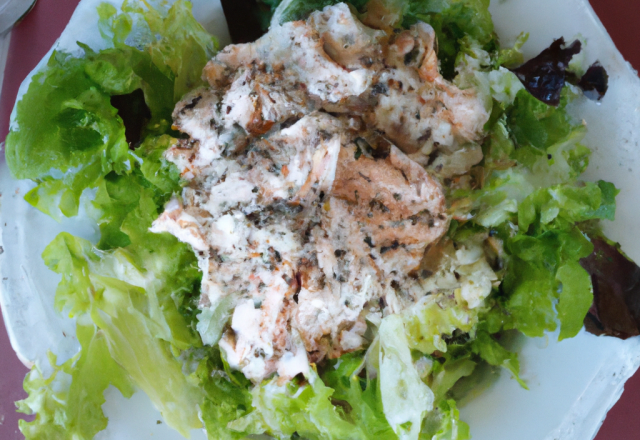 Salade de poulet et fenouil, sauce au chèvre