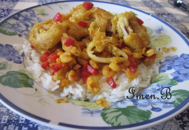 Riz aux calamars/ poivrons