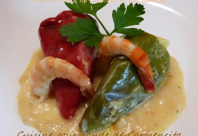 Piquillos farcis au cabillaud et aux gambas