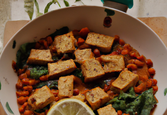 Lentilles épicées et Tofu fumé