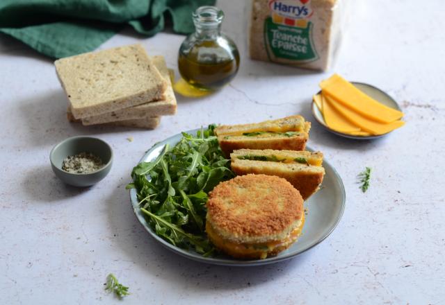 Pain perdu façon cordon bleu au jambon et au cheddar