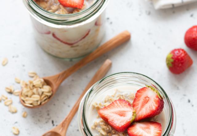 Overnight oats au fromage blanc et fraises