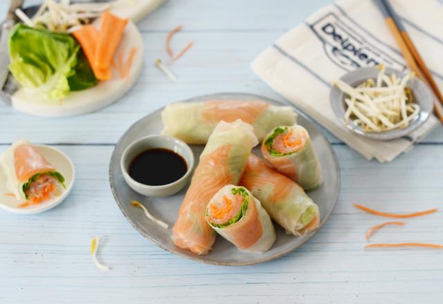 Rouleaux de printemps au saumon fumé