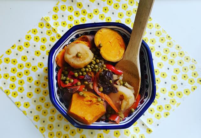 Tajine sans viande aux patates douces et pruneaux