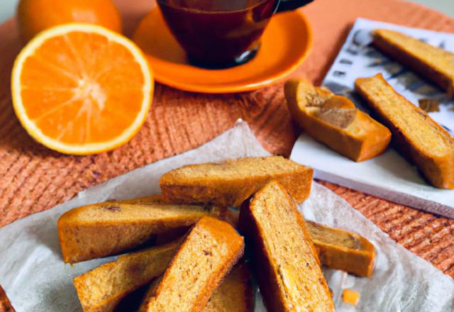 Biscottis au café et orange confite