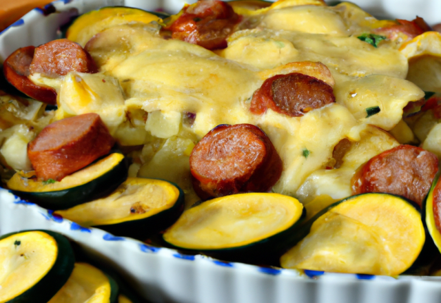 Gratin de courgettes et de saucisses