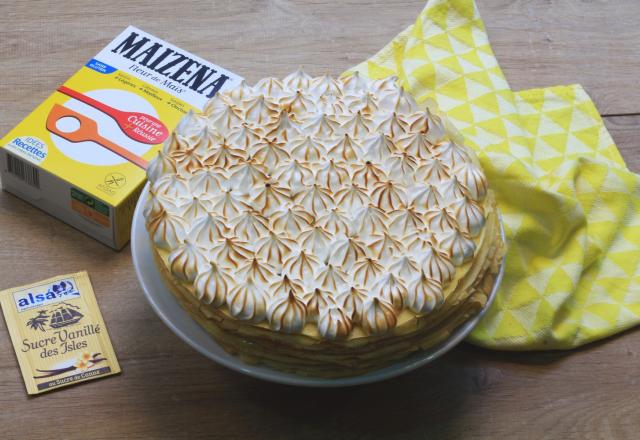 Gâteau de crêpes façon tarte au citron meringuée