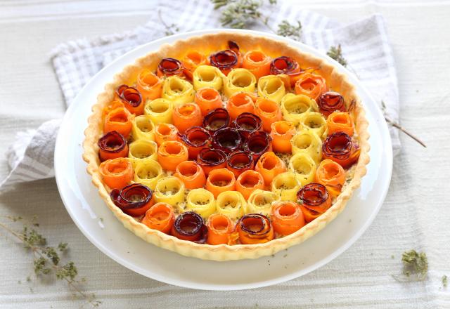 Tarte multicolore fleurs de carottes