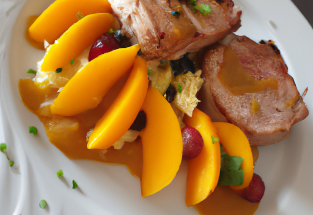 Filet mignon de porc aux abricots et mangue