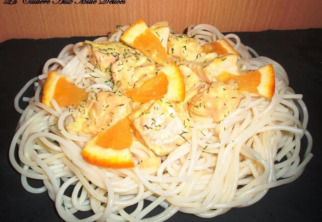 Spaghettis au saumon et à l'orange