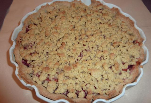 Tarte crumble framboises et abricots