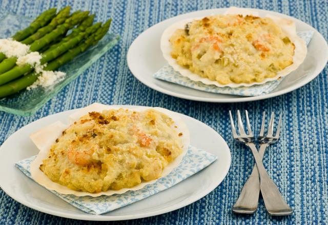 Gratin de noix de Saint-Jacques au fromage à la crème Elle & Vire