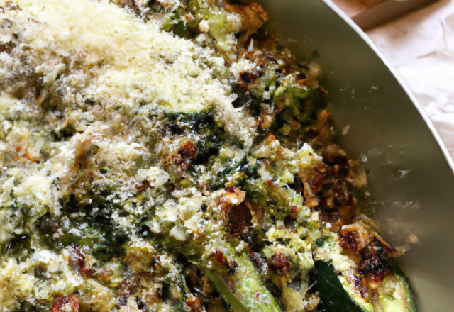 Crumble courgette, pesto et parmesan