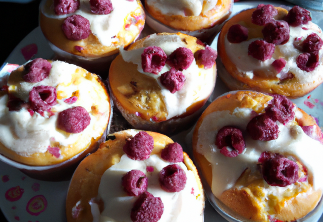 Muffins roses au chocolat blanc et framboises