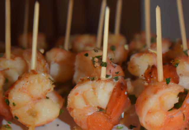 Brochettes de langoustines panéees