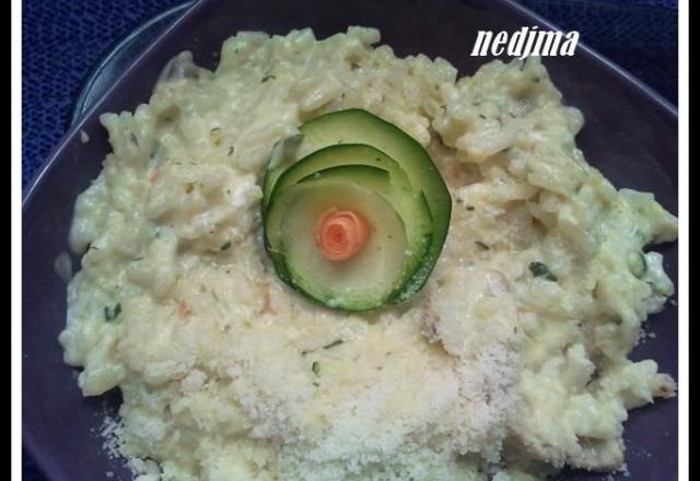 Risotto courgettes carottes champignons