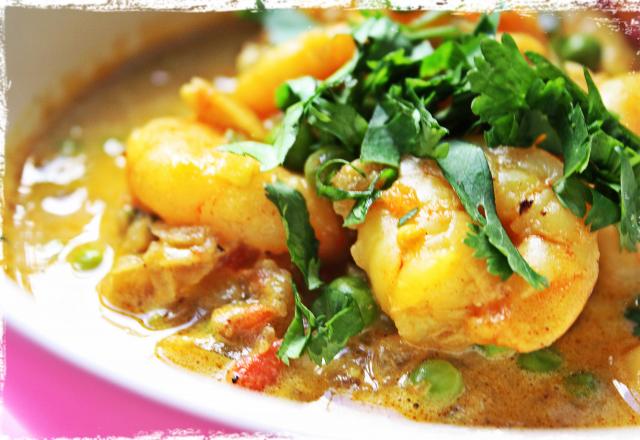 Curry indien de Crevettes au lait de coco