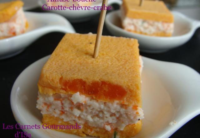 Amuse bouche en 3 c : carotte-chevre-crabe