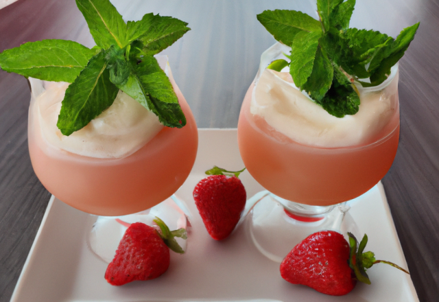 Îles flottante à la fraises et à la menthe