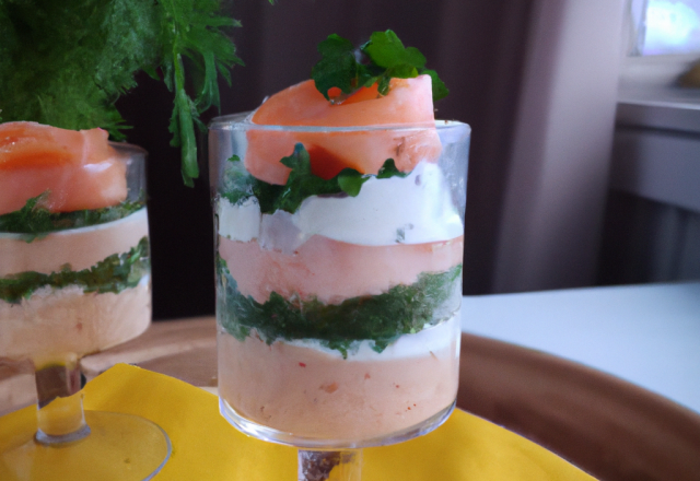 Verrine de Saumon sur une mousse de boursin