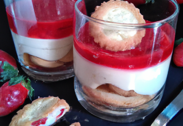 Verrine de fraises et biscuits de Reims