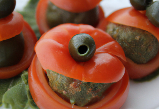 Tomates crues farcies à la pâte d'olives vertes Balois