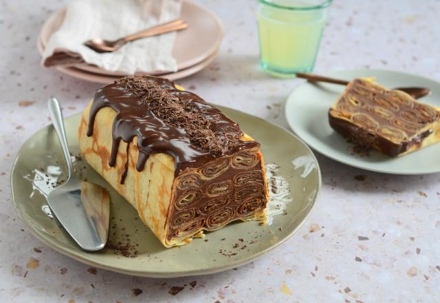 Cake de crêpes roulées au chocolat