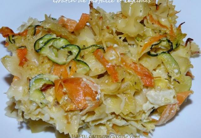 Gratin de farfalle aux légumes