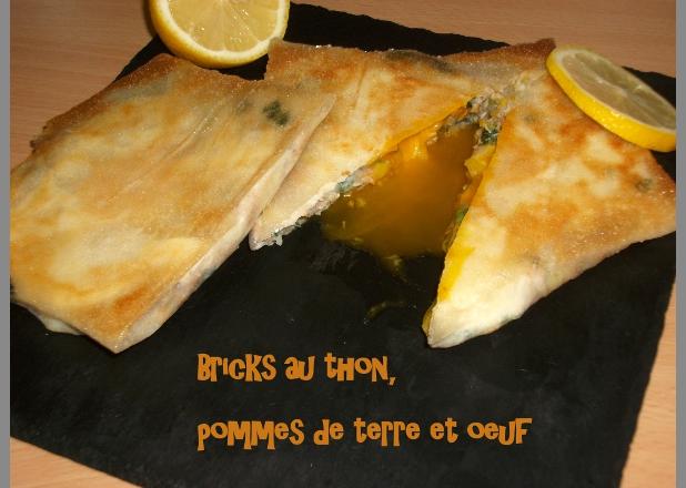 Bricks au thon, pommes de terre et œuf