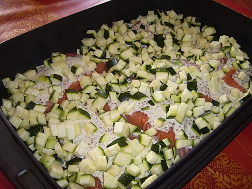 Pavés de saumon avec ses courgettes et sa sauce moutarde à l'ancienne