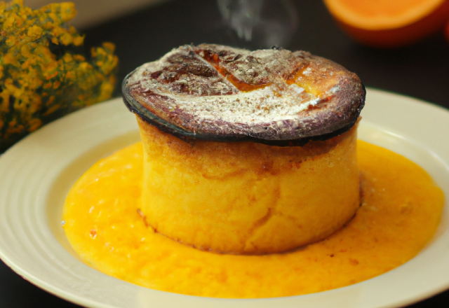 Soufflé à l'orange et son jus de mangue