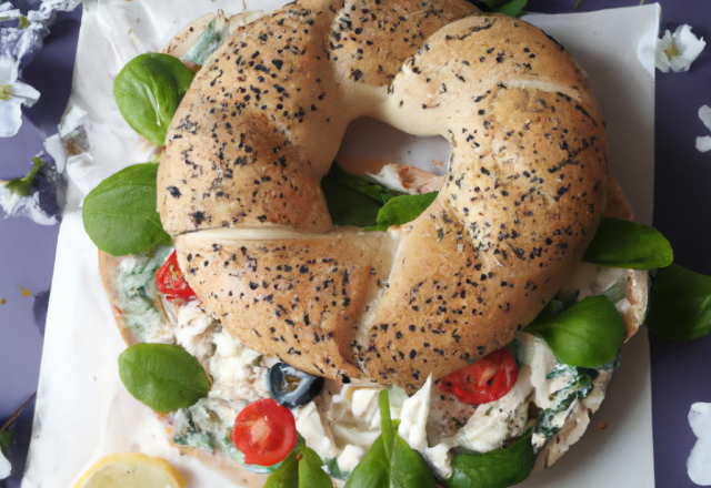 Bagel printanier au roquefort