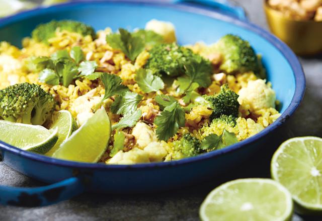 Riz sauté au curry et fleurettes