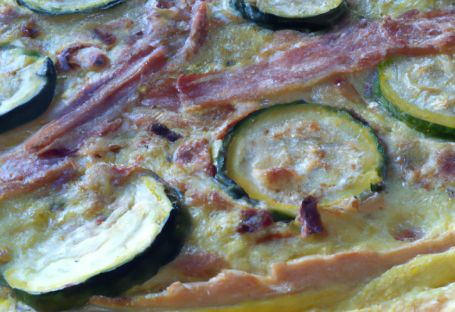 Quiche à la courgette, aux lardons et à la crème