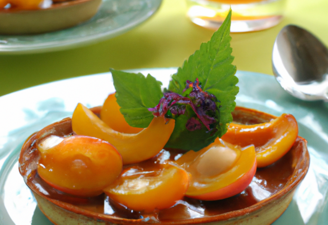 Tartelette aux mirabelles sur compotée d'abricots