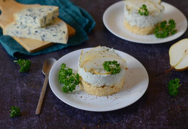 Mini cheesecake à la fourme d'Ambert et à la poire