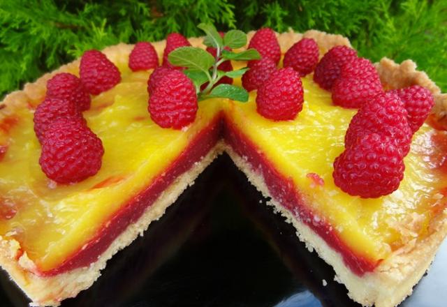 Tarte lemon curd-framboises curd