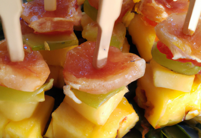 Brochettes apéritives sur ananas