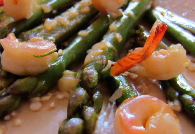 Sauté d'asperges aux crevettes