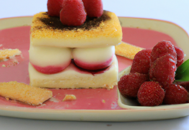 Tiramisu aux framboises fraîches et coulis