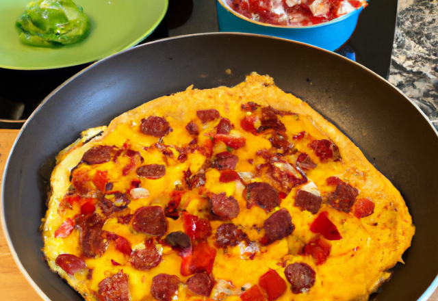 Omelette aux poivrons et chorizo