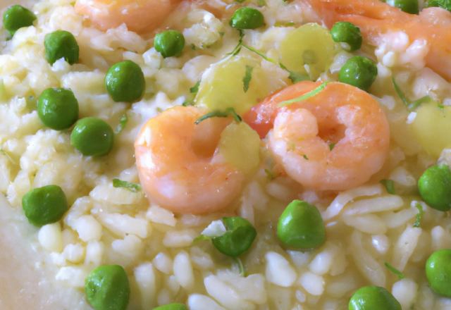 Risotto aux crevettes et petits pois