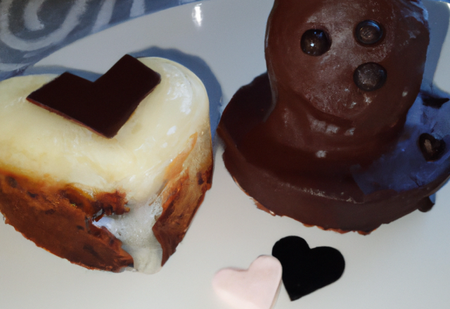 Gâteau au chocolat noir et cœur fondant au chocolat blanc